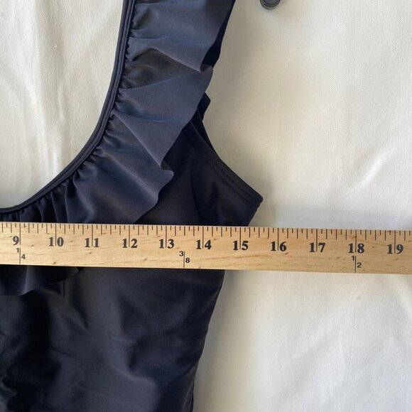 Dixperfect Ruffle One Piece Swimsuit Women Small Black Backless Tummy Control - Picture 4 of 16